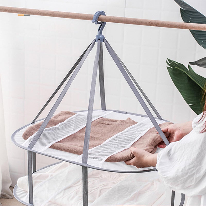 Looca 3-Tier Folded Mesh Clothes Hanging Dryer Sweater Drying Rack 30.3" L * 24.5" W*30.7" H - Image 2
